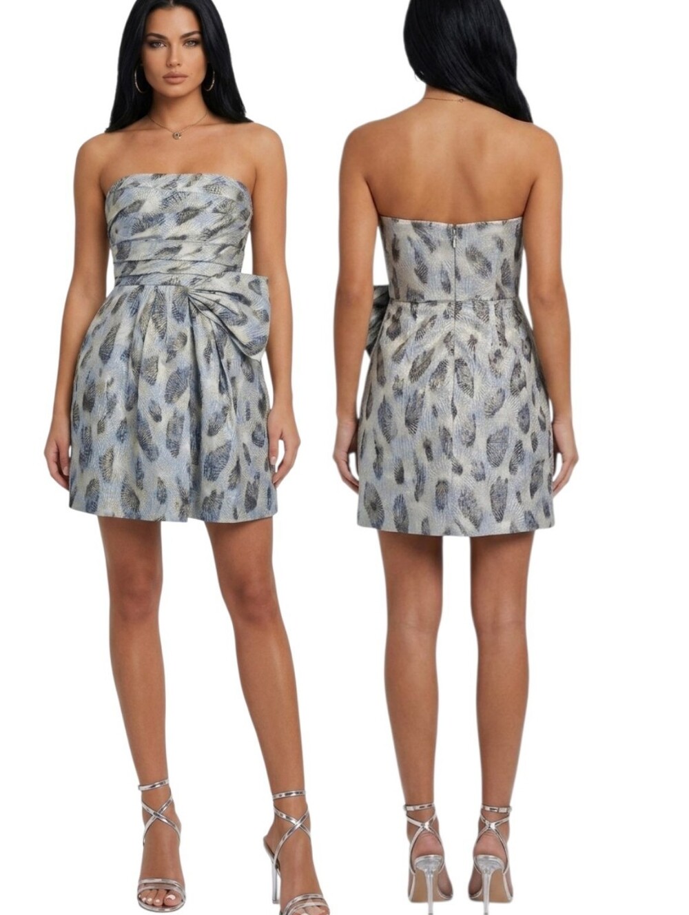 BCBGMAXAZRIA Haze Strapless Metallic Mini Cocktail Dress - Size 8